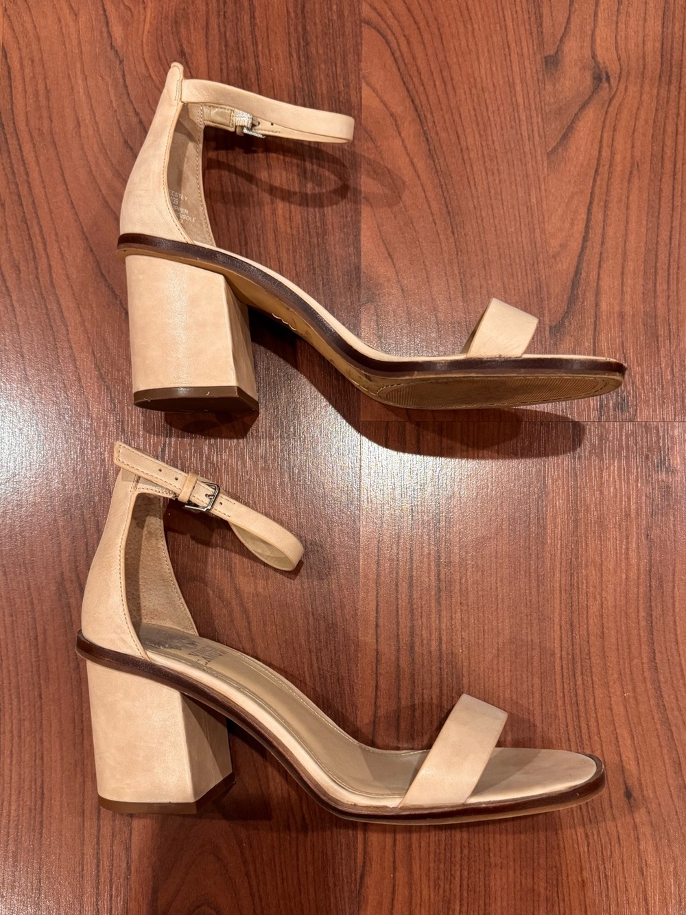 Vince Camuto Nude Block Heel Ankle-Strap Sandals size 8.5